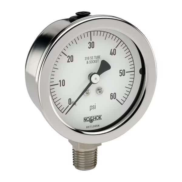 Pressure Gauge, 0 to 200 psi psi, 4 in Dial, 1/4 in NPT, Bottom Location