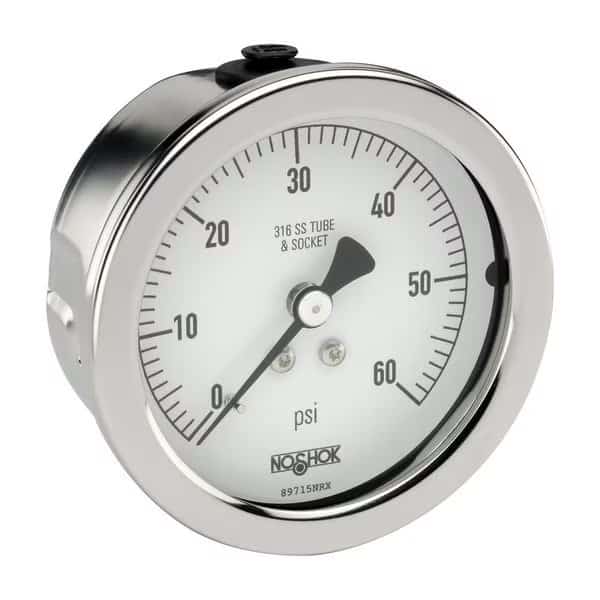 Pressure Gauge, 0 to 2000 psi psi, 4 in Dial, 1/2 in NPT, Bottom Location