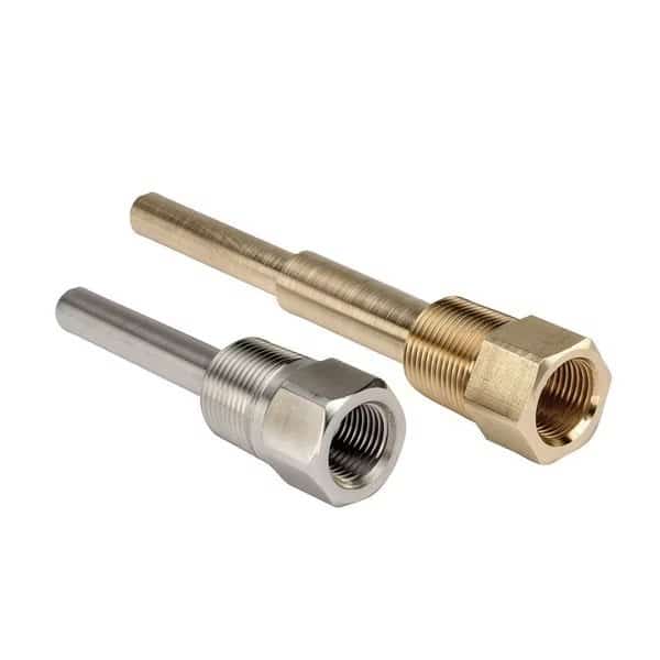 3/4 NPT Straight Shank Thermowell, 4" Length, 1/2 NPSM Instrument Conn, 304 SS