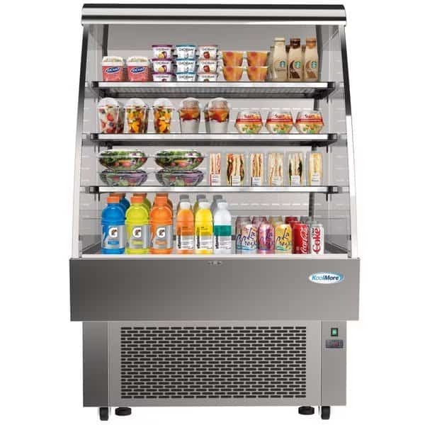 Open Air Merchandiser Grab and Go Refrigerator with LED Lighting and Night Curtain - 13.4 cu.ft
