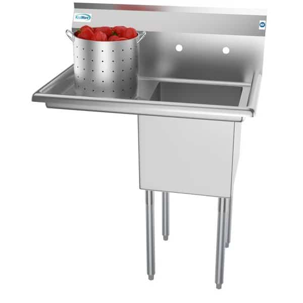 1 Compartment Stainless Steel NSF Commercial Kitchen Prep & Utility Sink with Drainboard