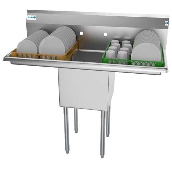 1 Compartment Stainless Steel NSF Commercial Kitchen Prep & Utility Sink with 2 Drainboards