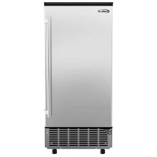 Stainless-Steel Built-In Ice Maker Machine with Large 25 lb Cube Storage Basket, Full Cube Production, Koolmore, Mfr#: BIM75-BS