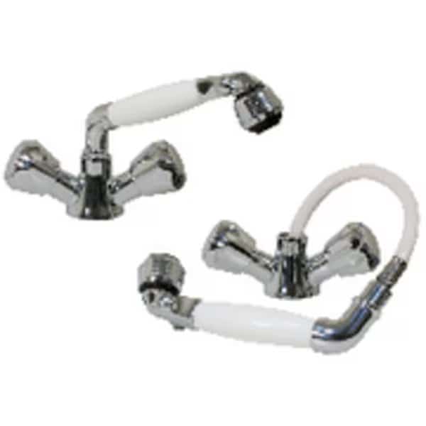 Standard Combination Pull-Out Faucets & Shower Wht Handle w 5Ft Wht Ny