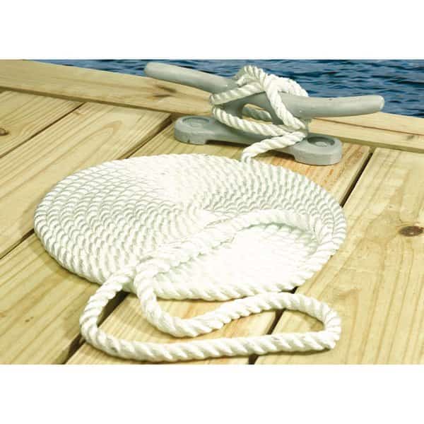 3-Strand Twisted Nylon Dock Line White, 5/8" x 25'