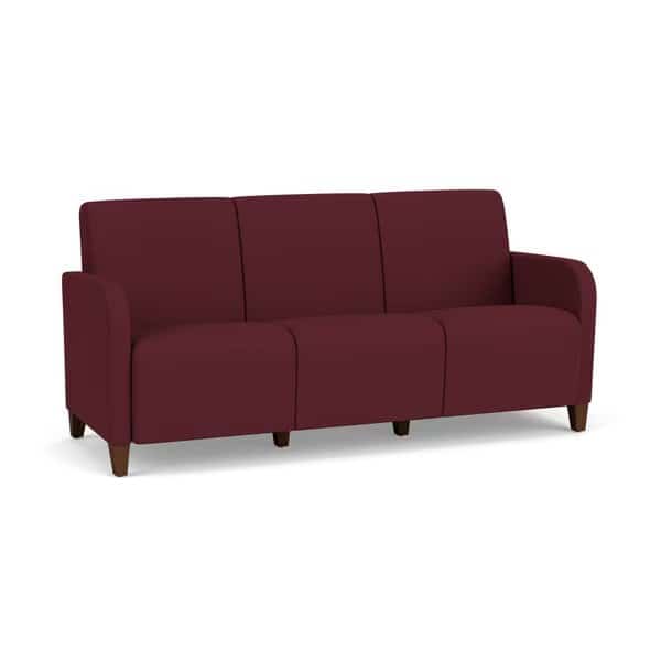 Siena Lounge Reception 3 Seat Tandem Seating No Center Arms, Walnut, OH Wine Upholstery