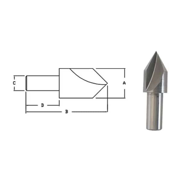 3/4 X 82 Deg HSS Rh 1Fl Chamfer 1/2 Shank X 2-3/8 Oal