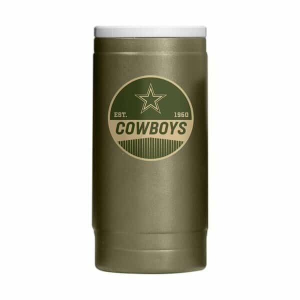 Dallas Cowboys  Badge Powder Coat Slim Can Coolie