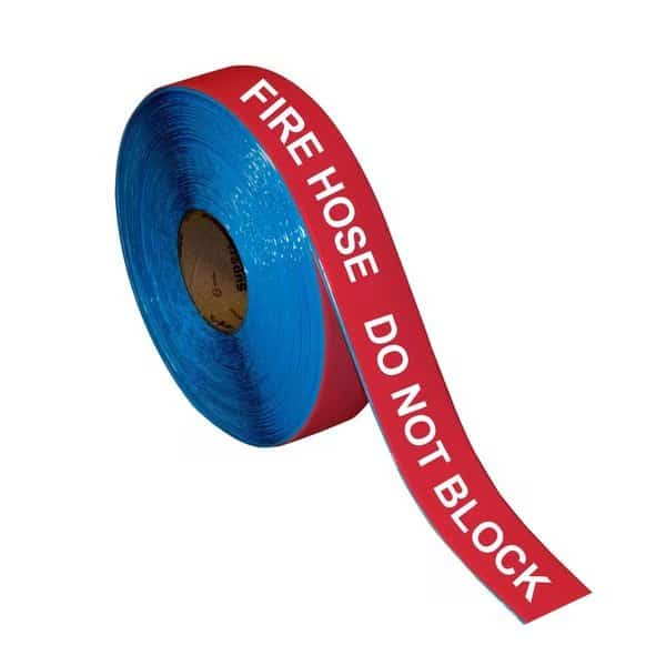 Floor Marking Message Tape, 2in x 100Ft , FIRE HOSE DO NOT BLOCK