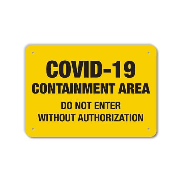 COVID Decal, Covid-19 Containment Area, 14x10 Reflective, LCUV-0042-RD_14x10