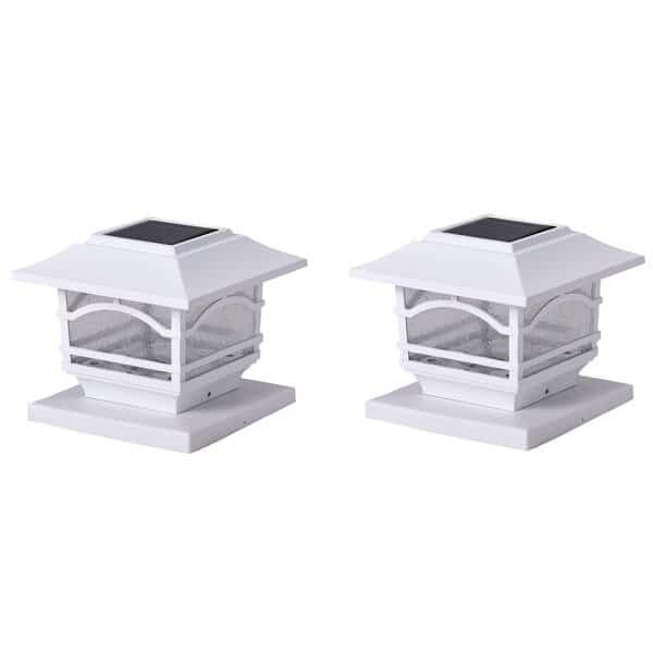 Mission Style Post Top / Deck Light Metal and Glass, White, PK 2