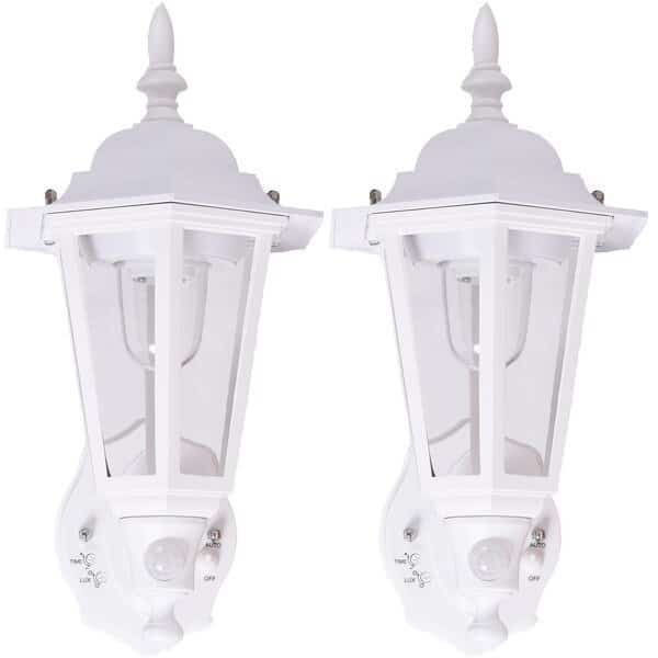 White Outdoor Wall Sconces, PK 2