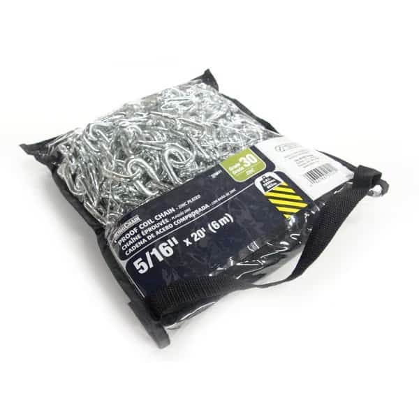 5/16 in. x 20 ft. Grade 30 Proof Coil Chain Zinc Plated Carry Bag