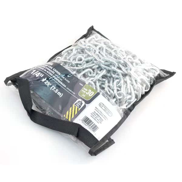 1/4 in. x 25 ft. Grade 30 Proof Coil Chain Zinc Plated in Carry Bag