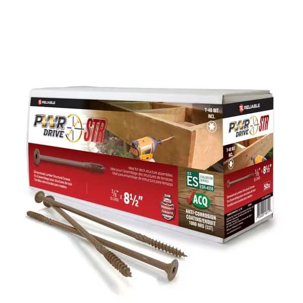 3/8-inch x 8 1/2-inch STR Torx Star Drive Deck Framing Screws, 50PK