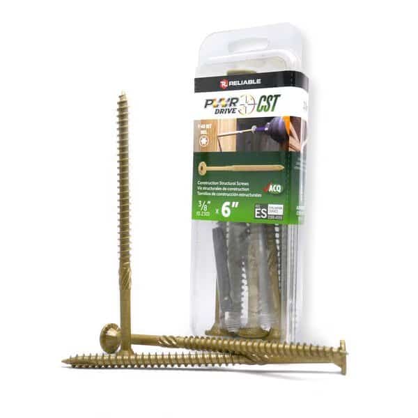 3/8-inch x 6-inch CST Torx Star Drive General Construction Structural Screws, 10PK