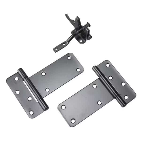 Gate Kit with Latch and Rectangular Hinge, Black