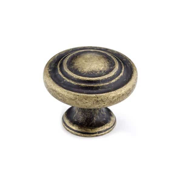 1 5/16 in (34 mm) Burnished Brass Traditional Metal Cabinet Knob