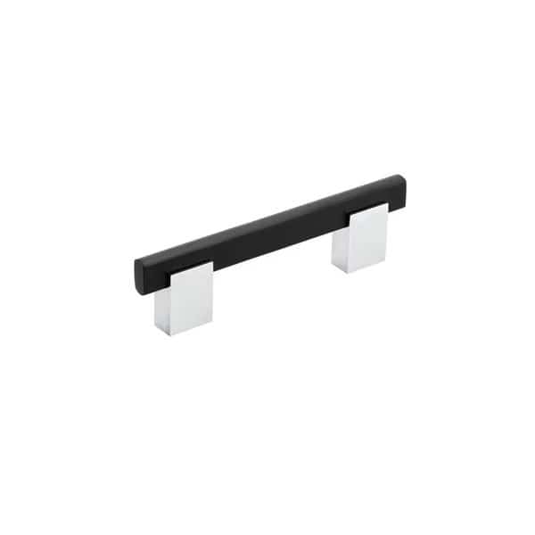 3 3/4 in (96 mm) Center-to-Center Chrome, Matte Black Contemporary Cabinet Pull