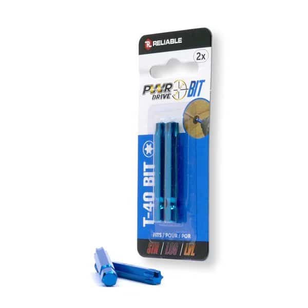 T-40 2-inch Torx Driver Bit, Blue Zinc Finish, 2PK