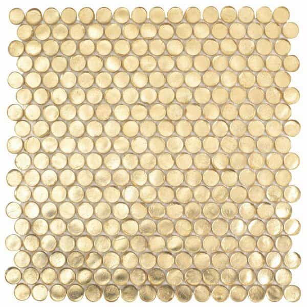 Sun Reflection 10.34 sq.ft 12.2 in. x12.2 in. Penny Round Glass Mosaic Tile, 10PK