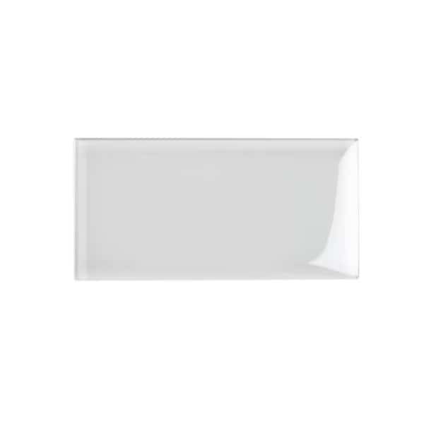 Sample of 3X6 Soft White Glossy Subway Glass Tile 5 Sq.Ft.