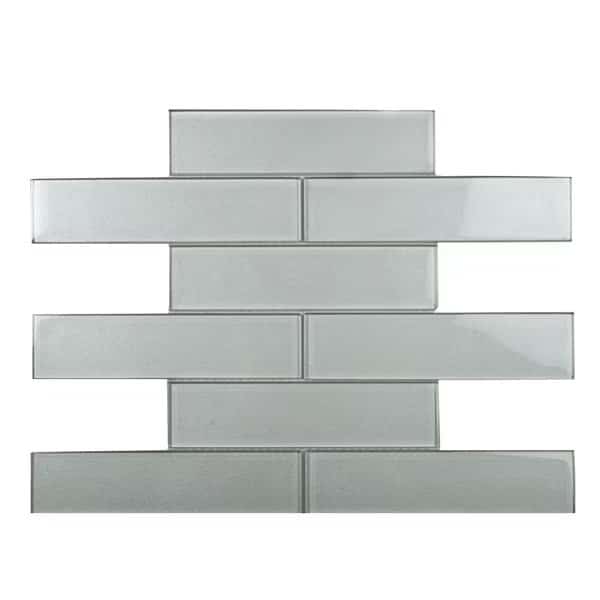Sample of White Sparkle 2X8 Subway 11.8"x11.8" Glass Mosaic Tile