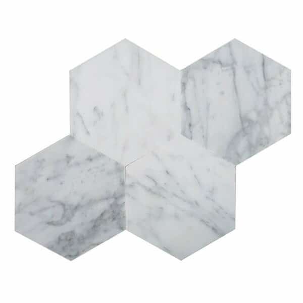 5 in. Carrara Hexagon 6.41 sq.ft 9 in. X10.25 in. Peel And Stick Marble Tile, 10PK