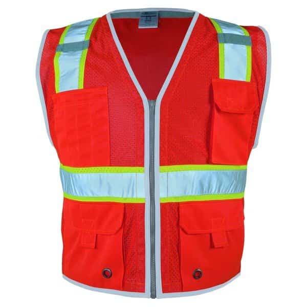 4X, Fluorescent Red, Class 2, Heavy Duty Vest