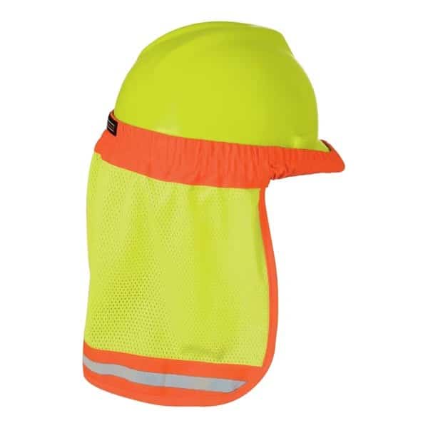 Hard Hat Sun Shield, 100% Polyester w/Contrast Trim, Elastic Band Fits Over Most Hard Hats, Lime