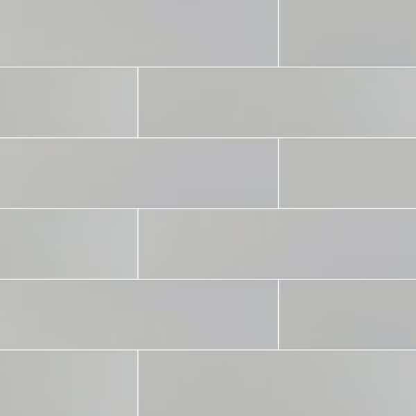 Gray Glossy 4 In. X 16 In. Glazed Ceramic Wall Tile, 20PK