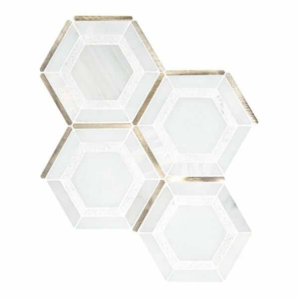 Medici Gold Pattern SAMPLE Stone Metal Blend Mesh-Mounted Mosaic Tile