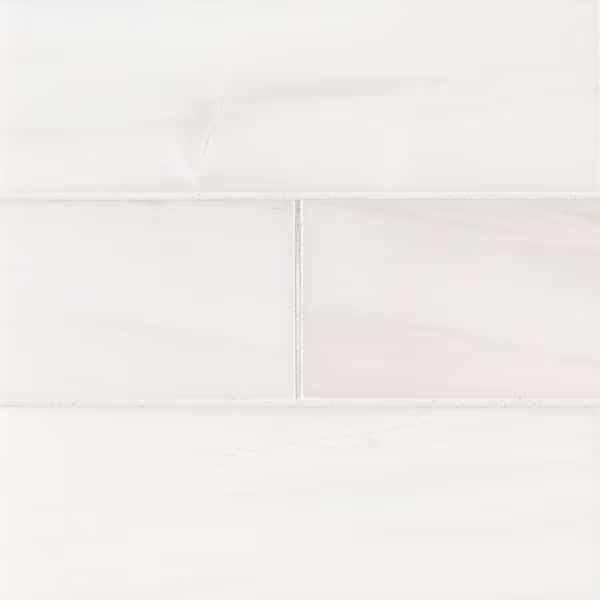 Bianco Dolomite Subway 3 In. X 6 In. Polished Marble Floor And Wall Tile, 40PK