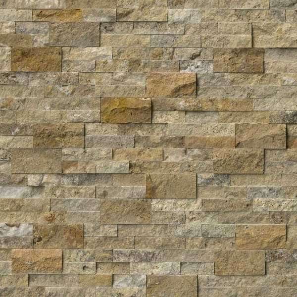 Tuscany Scabas Splitface Ledger Panel 6 In. X 24 In. Natural Travertine Wall Tile, 6PK