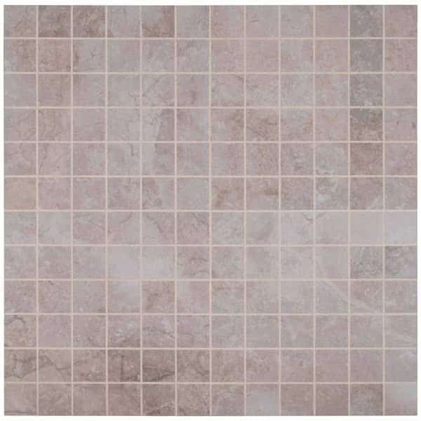 Ansello Gray 12 In. X 12 In. X 9 Mm Glazed Ceramic Mesh-Mounted Mosaic Tile, 8PK