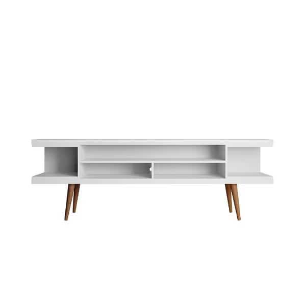Utopia 70.47" TV Stand with Splayed Wooden Legs and 4 Shelves in White