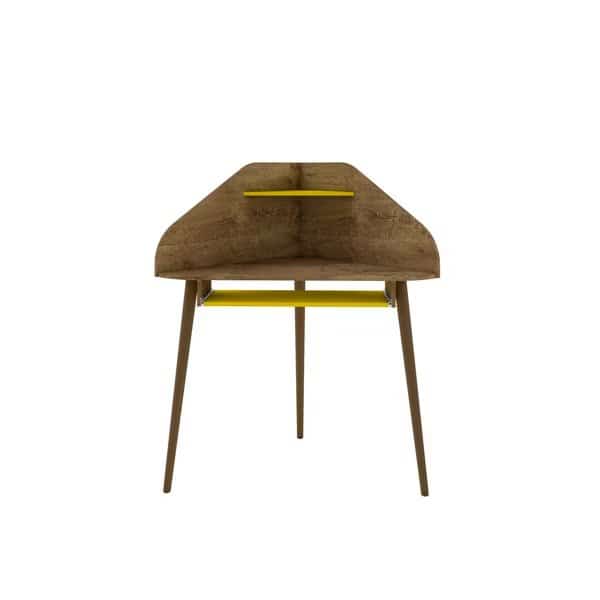 Bradley Corner Desk, Rustic Brown and Yellow