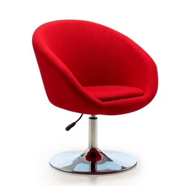 Hopper Swivel Adjustable Height Chair in Red and Polished Chrome
