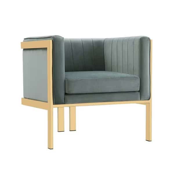 Paramount Accent Armchair in Warm Grey and Polished Brass