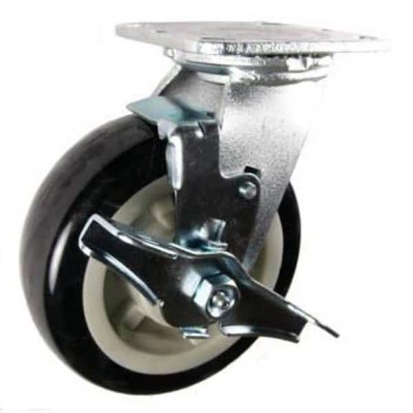 6"X2" Poly. on Polyolefin Core Whl Swvl Caster W/ Brake, 1,000 Lbs Cap