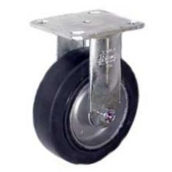 6"X2" Rubber on Aluminum Wheel Rigid Caster - 410 Lbs Capacity