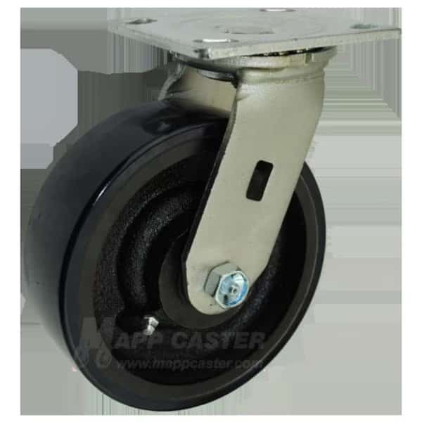 6"X2" Polyurethane on Iron Wheel Swivel Caster - 1,250 Lbs Capacity