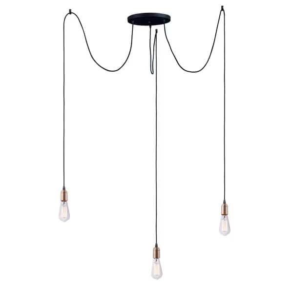 Early Electric 3-Light 11.75" Wide Black / Antique Brass Pendant Light, Maxim, Mfr#: 12123BKAB