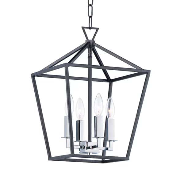 Abode 4-Light 12" Wide Textured Black / Polished Nickel Chandelier, Maxim, Mfr#: 25152TXBPN