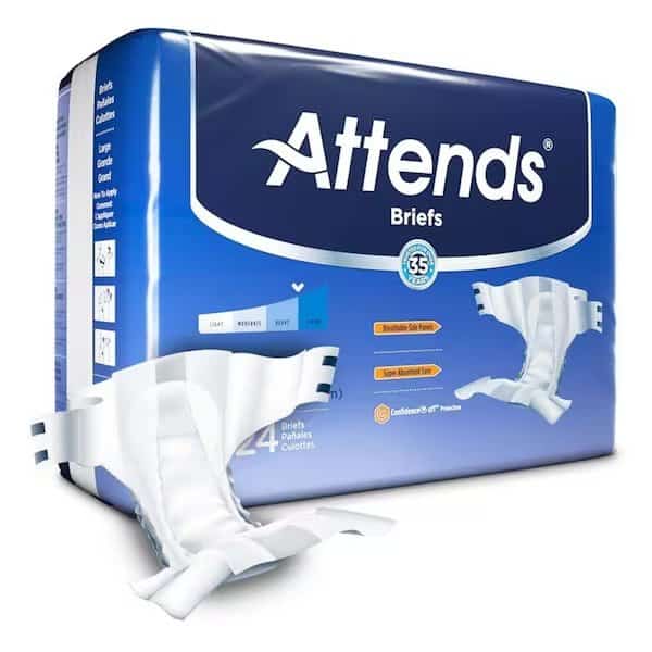 Briefs, Adult, Large, Heavy Absorbency, Disposable, 24PK