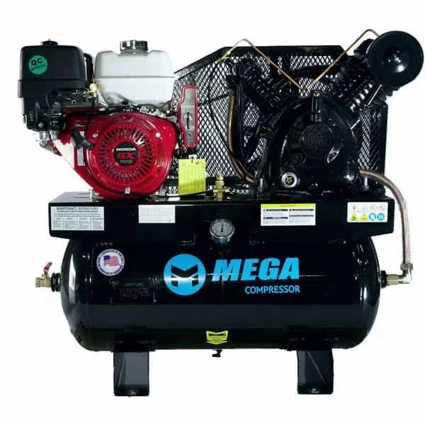 Mega Power Compressor, Honda GX390, Key Start, 30 gal, 19CFM at 175PSI