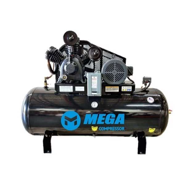 Mega Power Air Compressor, 10HP, 120 gal Horizontal, 3phase 208-230V