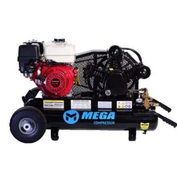 Mega Power Compressor, Honda GX270, Two Stage, Wheeled 14.5CFM at 175PSI