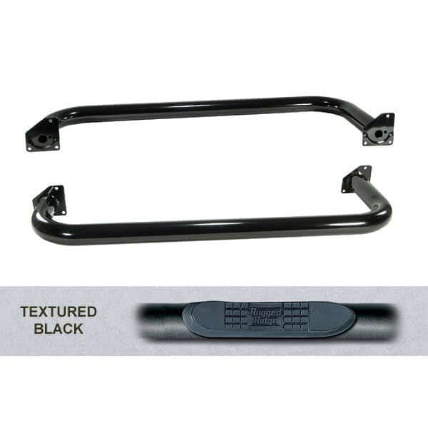 TUBE STEPS, 3-INCH ROUNDSTEEL BLACK TEXTURED FOR JEEP 97-06 WRANGLER