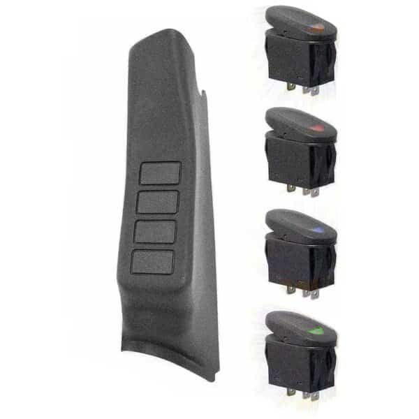 A-PILLAR 4 SWITCH POD KIT, BLACK, LEFT SIDE, 11-16 JEEP WRANGLER(JK)